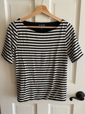 J.Crew Form Knit black & white striped t-shirt, women’s small